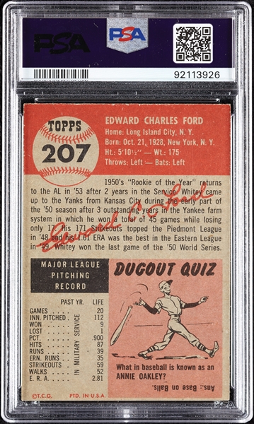 1953 Topps Whitey Ford No. 207 PSA 6