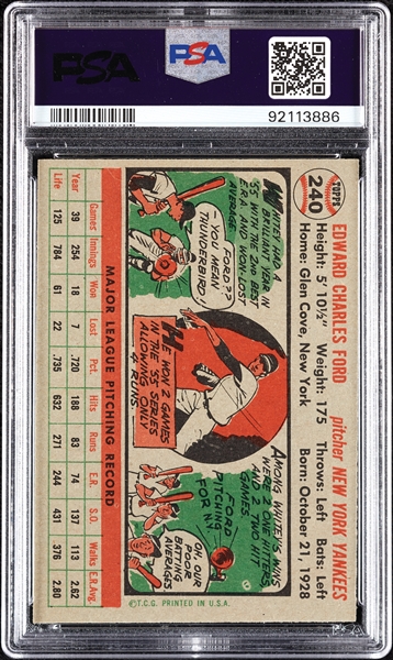 1956 Topps Whitey Ford No. 240 PSA 6