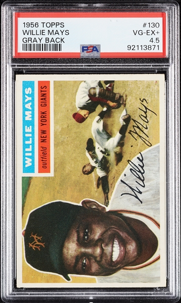 1956 Topps Willie Mays Gray Back No. 130 PSA 4.5