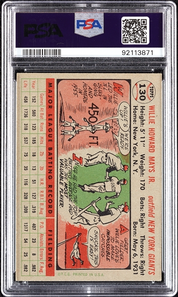 1956 Topps Willie Mays Gray Back No. 130 PSA 4.5