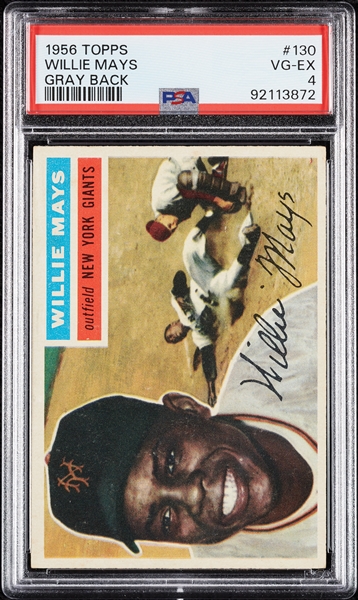 1956 Topps Willie Mays Gray Back No. 130 PSA 4