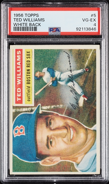 1956 Topps Ted Williams White Back No. 5 PSA 4