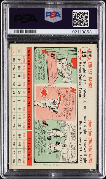 1956 Topps Ernie Banks White Back No. 15 PSA 5