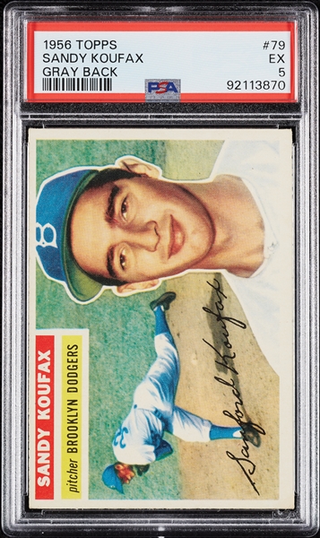 1956 Topps Sandy Koufax Gray Back No. 79 PSA 5