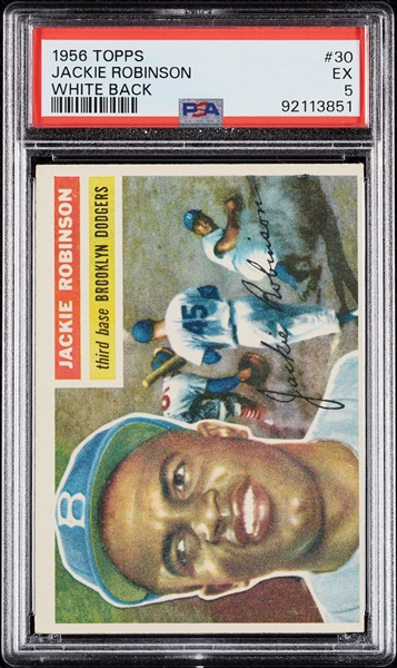 1956 Topps Jackie Robinson White Back No. 30 PSA 5