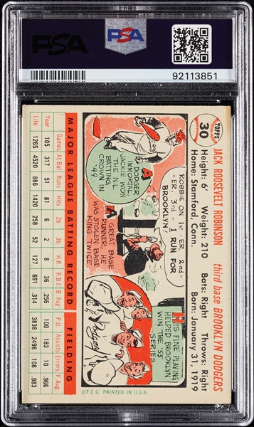 1956 Topps Jackie Robinson White Back No. 30 PSA 5