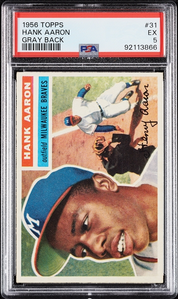 1956 Topps Hank Aaron Gray Back No. 31 PSA 5