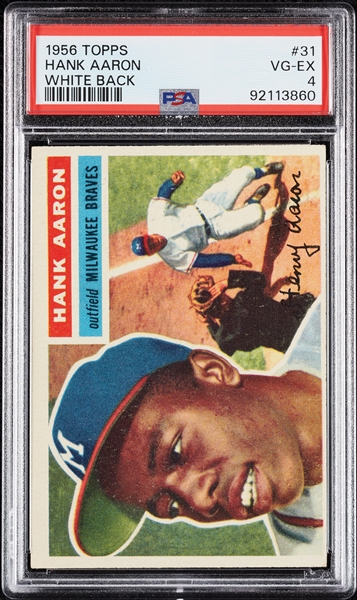 1956 Topps Hank Aaron White Back No. 31 PSA 4