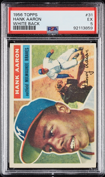 1956 Topps Hank Aaron White Back No. 31 PSA 5