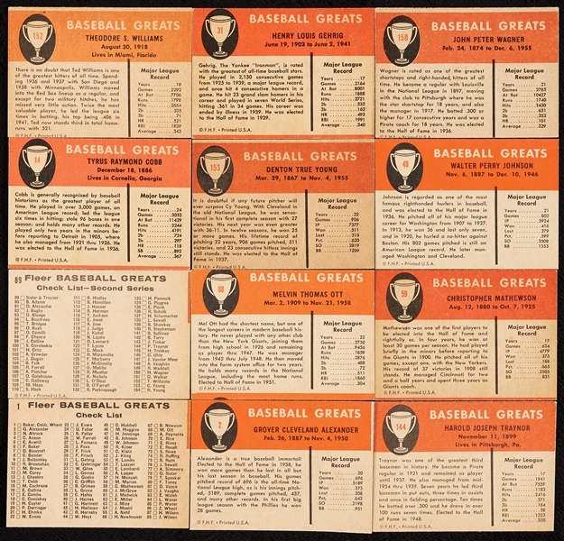 1961 Fleer Baseball Greats Super High-Grade Complete Set, 39 Slabs (154)