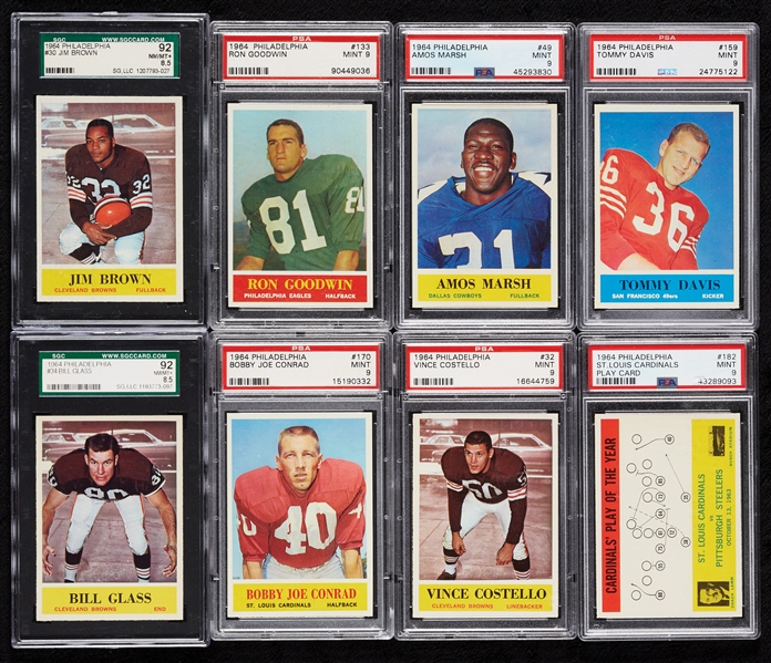 1964 Philadelphia Gum Super High-Grade Football Set, 161 PSA 8’s, Brown SGC 92 (198)