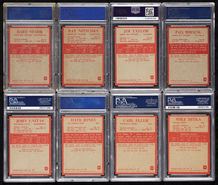 1965 Philadelphia Gum Super High-Grade Football Set, 140 PSA 8’s, Brown SGC 7 (198)