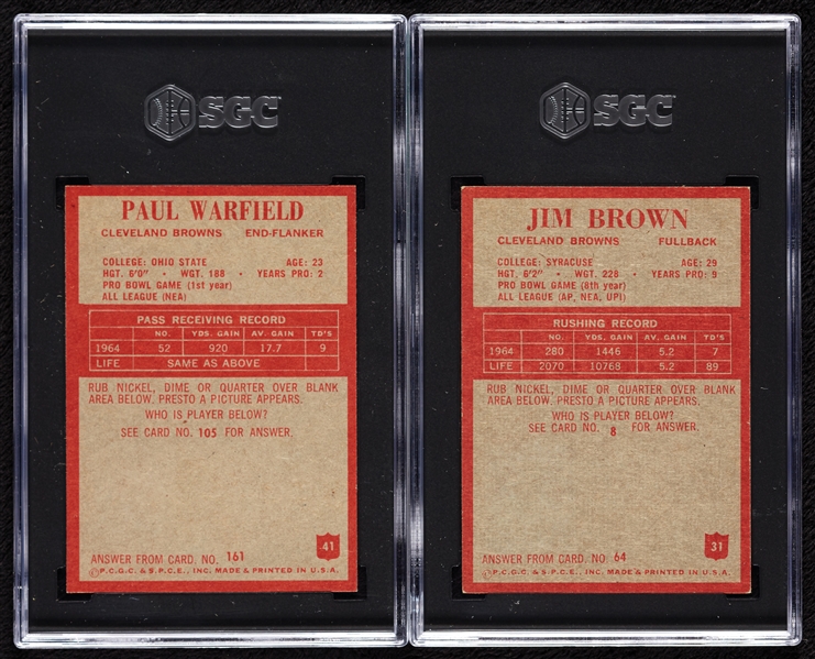 1965 Philadelphia Gum Super High-Grade Football Set, 140 PSA 8’s, Brown SGC 7 (198)