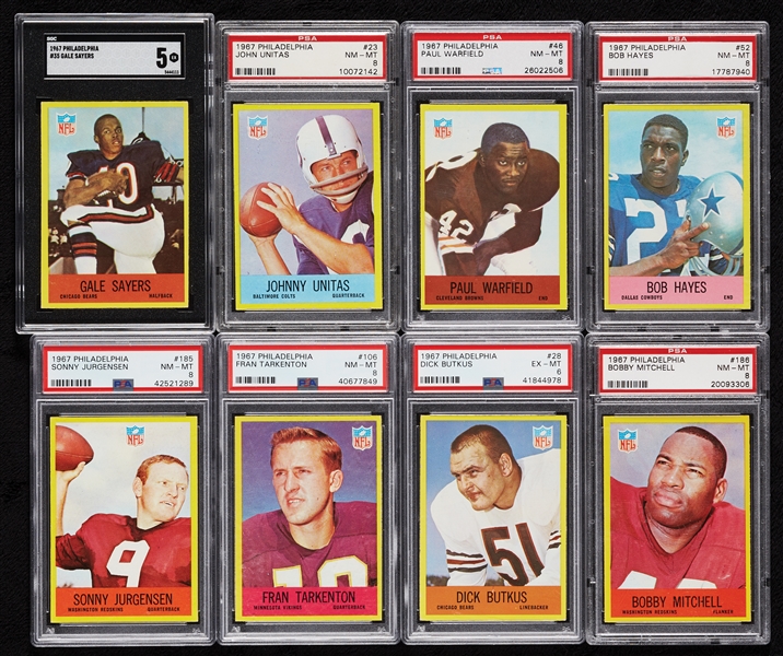 1967 Philadelphia Gum High-Grade Football Set, 100 PSA 8’s (198)