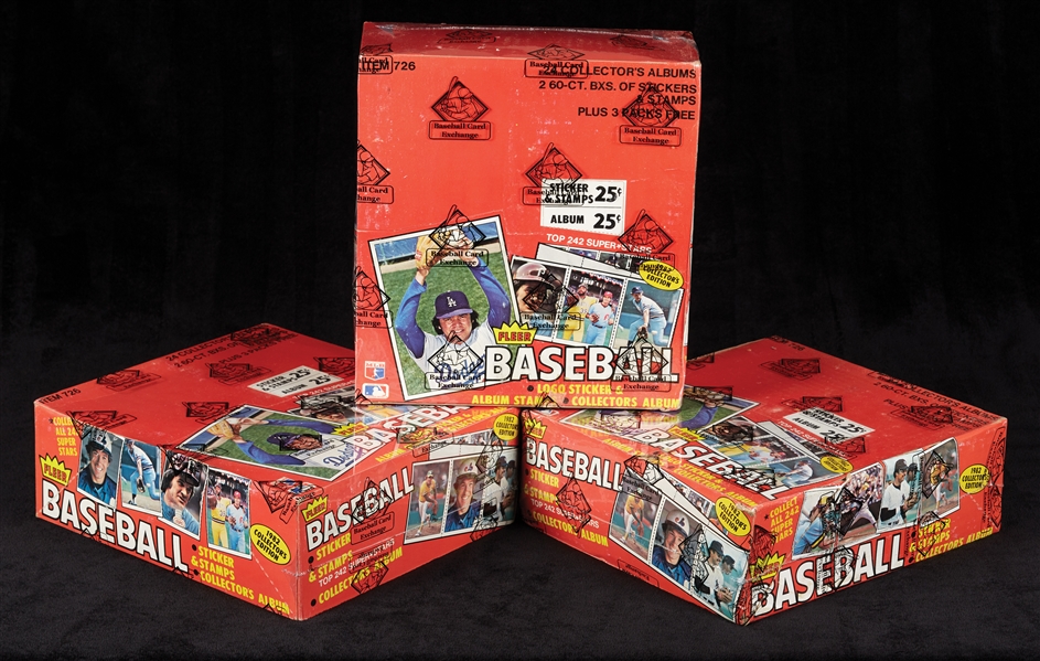 1982 Fleer Baseball Combo Stickers & Albums Boxes Trio with Original Case (3) (BBCE) (FASC)