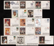 Signed First Day Cover Collection with Ted Williams, Elway, Montana, Rice (14)