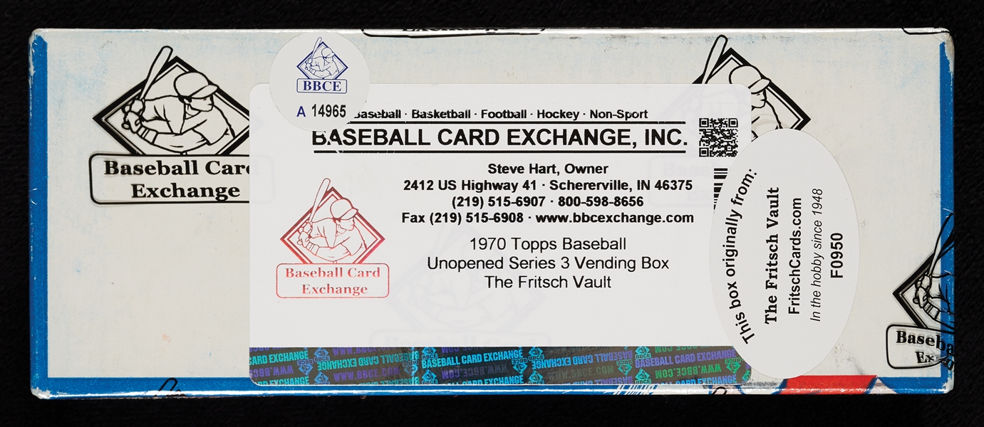 1970 Topps Baseball 3rd Series Vending Box (500) (Fritsch/BBCE)