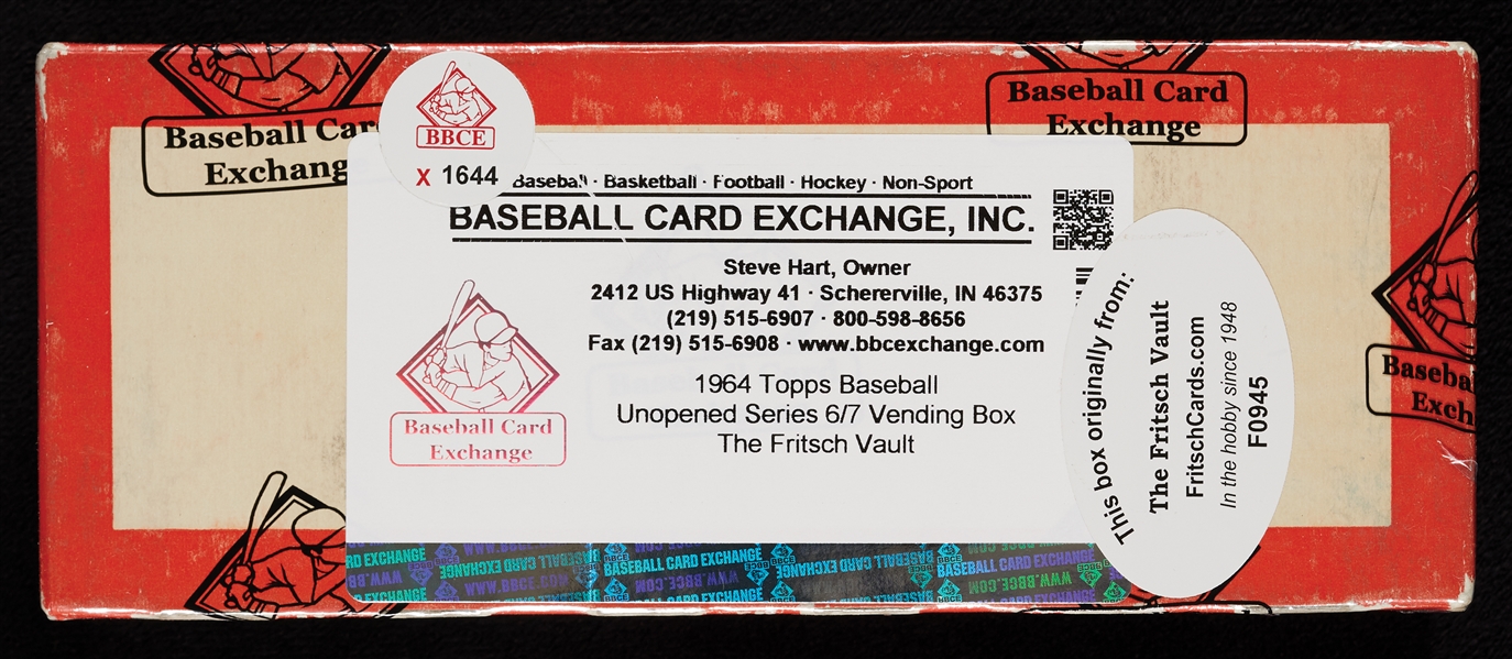 1964 Topps Baseball 6th/7th Series Vending Box (500) (Fritsch/BBCE)