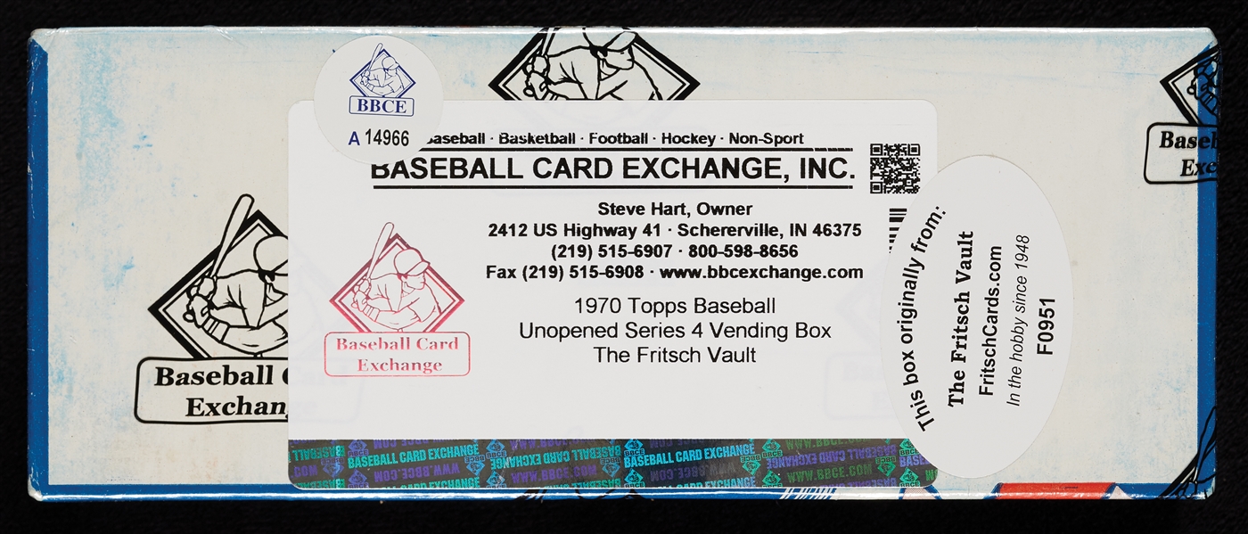 1970 Topps Baseball 4th Series Vending Box (500) (Fritsch/BBCE)