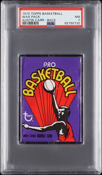 1972 Topps Basketball Wax Pack - Austin Carr Back (Graded PSA 7)