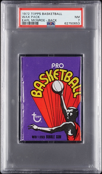 1972 Topps Basketball Wax Pack - Earl Monroe Back (Graded PSA 7)