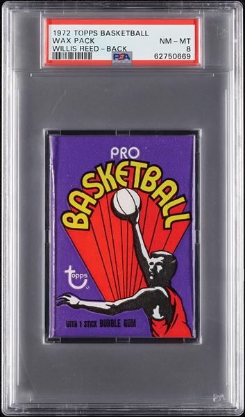 1972 Topps Basketball Wax Pack - Willis Reed Back (Graded PSA 8)