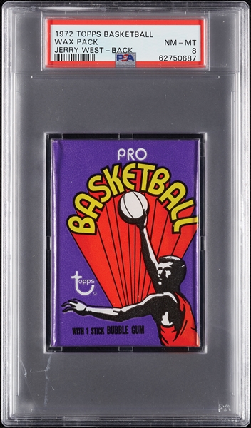 1972 Topps Basketball Wax Pack - Jerry West Back (Graded PSA 8)