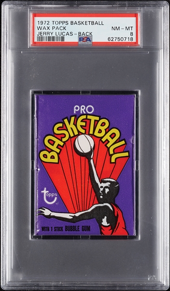 1972 Topps Basketball Wax Pack - Jerry Lucas Back (Graded PSA 8)