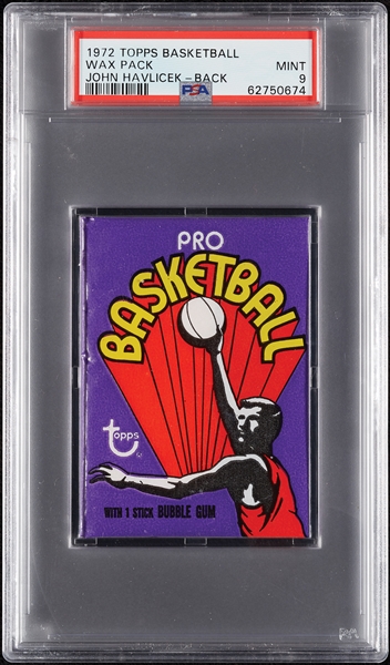 1972 Topps Basketball Wax Pack - John Havlicek Back (Graded PSA 9)