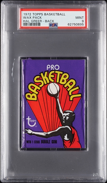 1972 Topps Basketball Wax Pack - Hal Greer Back (Graded PSA 9)