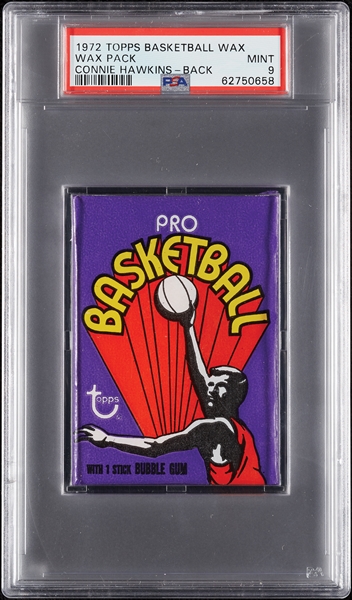 1972 Topps Basketball Wax Pack - Connie Hawkins Back (Graded PSA 9)