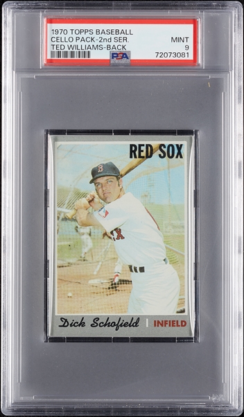 1970 Topps Baseball 2nd Series Cello Pack - Ted Williams Back (Graded PSA 9)