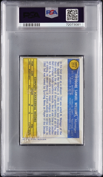 1970 Topps Baseball 2nd Series Cello Pack - Ted Williams Back (Graded PSA 9)