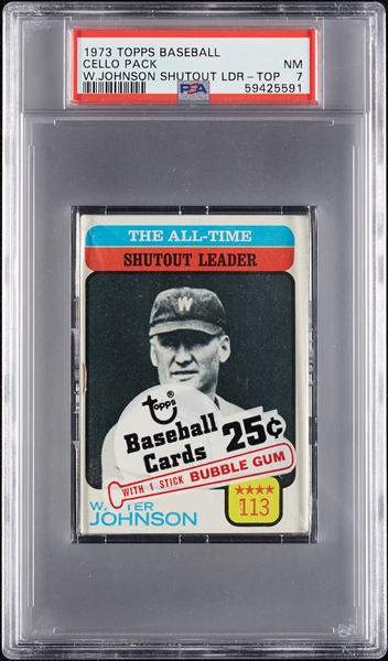 1973 Topps Baseball Cello Pack - Walter Johnson Shutout Leader Top (Graded PSA 7)