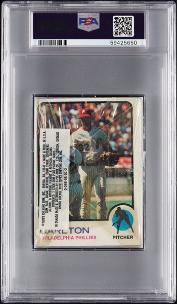 1973 Topps Baseball Cello Pack - Steve Carlton Back (Graded PSA 9)