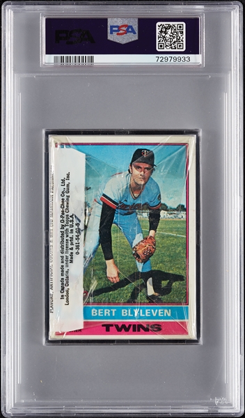 1976 Topps Baseball Cello Pack - Bert Blyleven Back (Graded PSA 9)