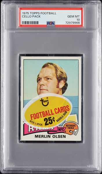 1975 Topps Football Cello Pack - Merlin Olsen Top (Graded PSA 10)