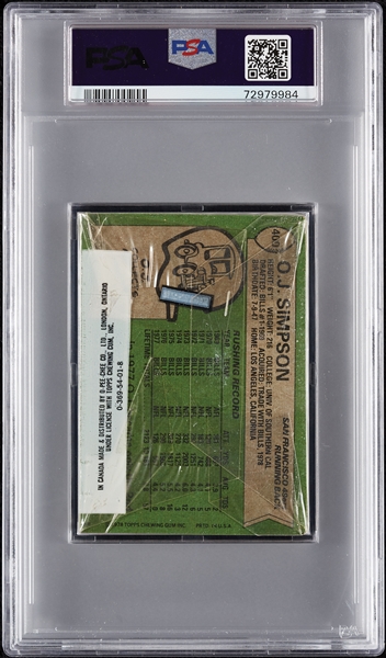 1978 Topps Football Cello Pack - OJ Simpson Back (Graded PSA 7)