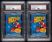 1977 Topps Hockey Wax Pack in 1976 Wrapper Pair (Graded PSA 8) (2)