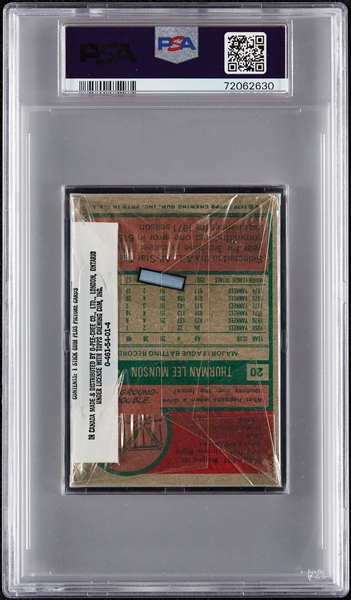 1975 Topps Baseball Cello Pack - Lou Brock Top; Thurman Munson Back (Graded PSA 7)