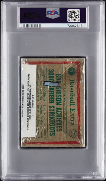 1975 Topps Baseball Cello Pack - Bob Gibson Highlights Back (Graded PSA 8)