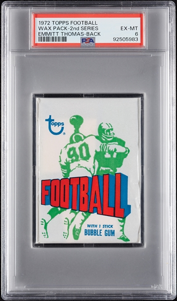 1972 Topps Football 2nd Series Wax Pack - Emmitt Thomas Back (Graded PSA 6)