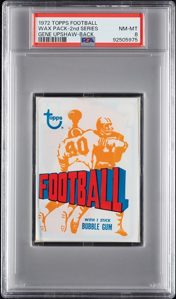 1972 Topps Football 2nd Series Wax Pack - Gene Upshaw Back (Graded PSA 8)