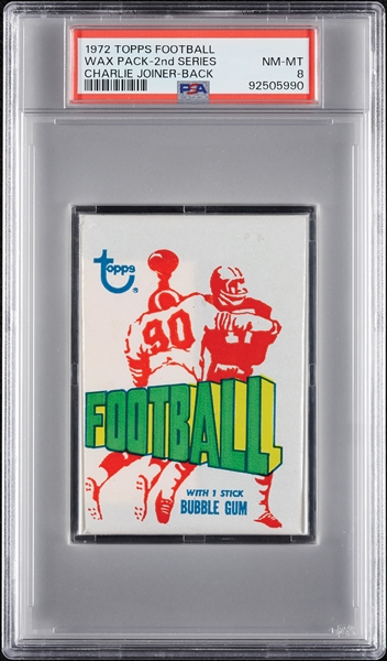 1972 Topps Football 2nd Series Wax Pack - Charlie Joiner Back (Graded PSA 8)