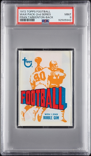 1972 Topps Football 2nd Series Wax Pack - Fran Tarkenton Back (Graded PSA 9)