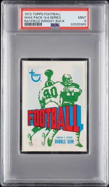 1972 Topps Football 3rd Series Wax Pack - Rayfield Wright Back (Graded PSA 9)