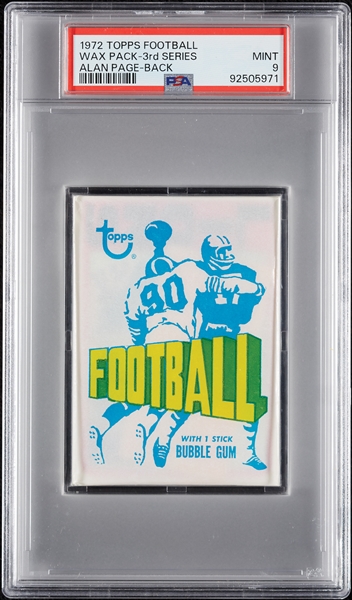 1972 Topps Football 3rd Series Wax Pack - Alan Page Back (Graded PSA 9)