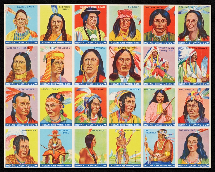 1933 Goudey Indian Gum Uncut Sheet