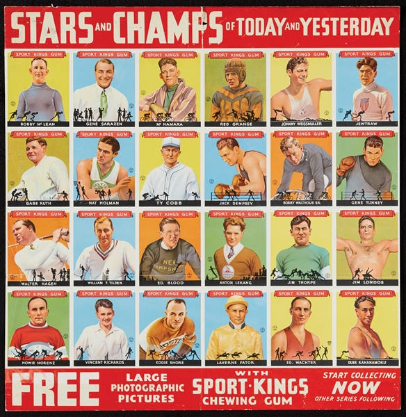 1933 Sport Kings Advertising Display Sheet