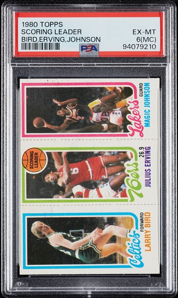 1980 Topps Larry Bird/Erving/Magic Johnson PSA 6 (MC)